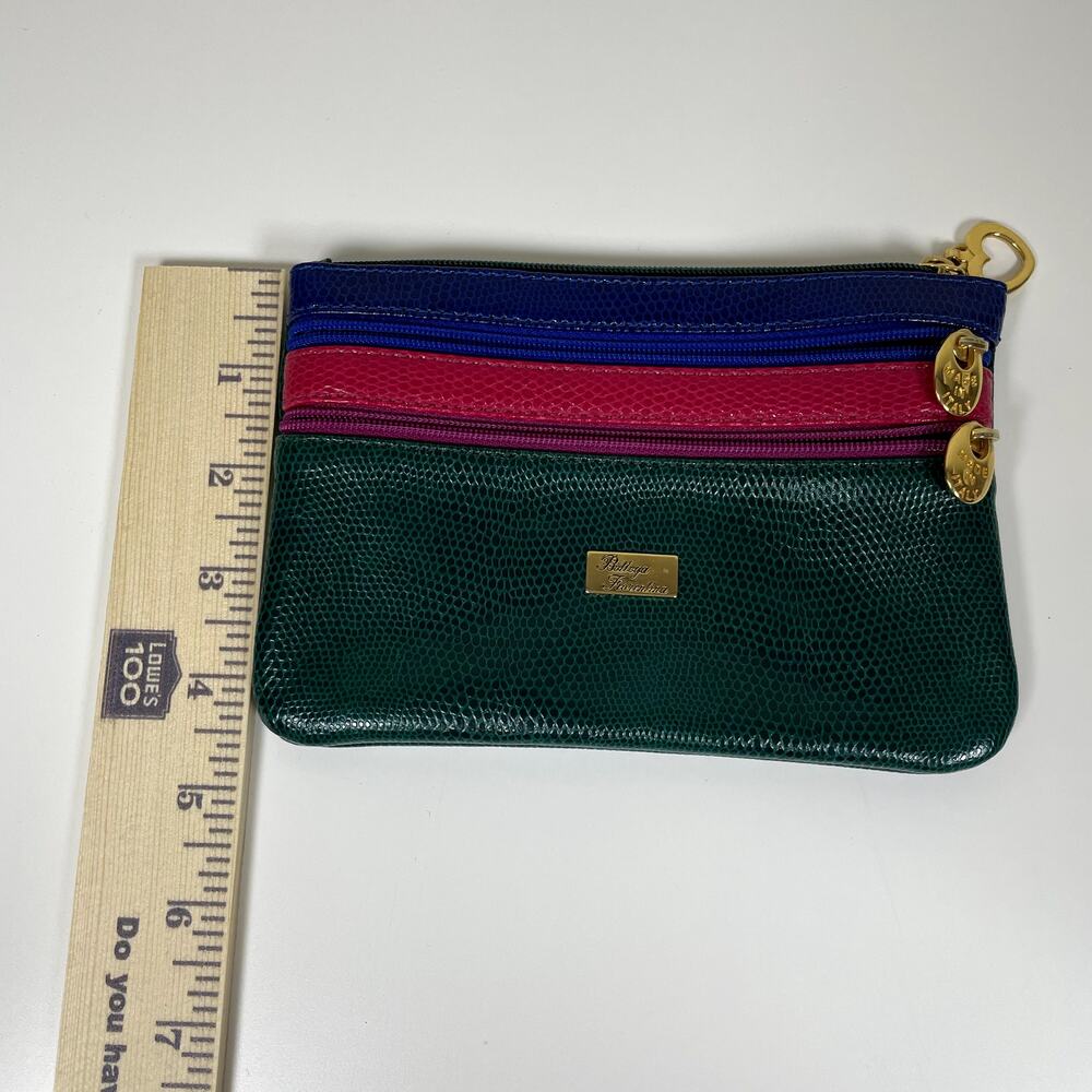 BOTTEGA FIORENTINA Multicolor Leather Triple Zip Wallet Textured Lizard Print - Picture 5 of 10